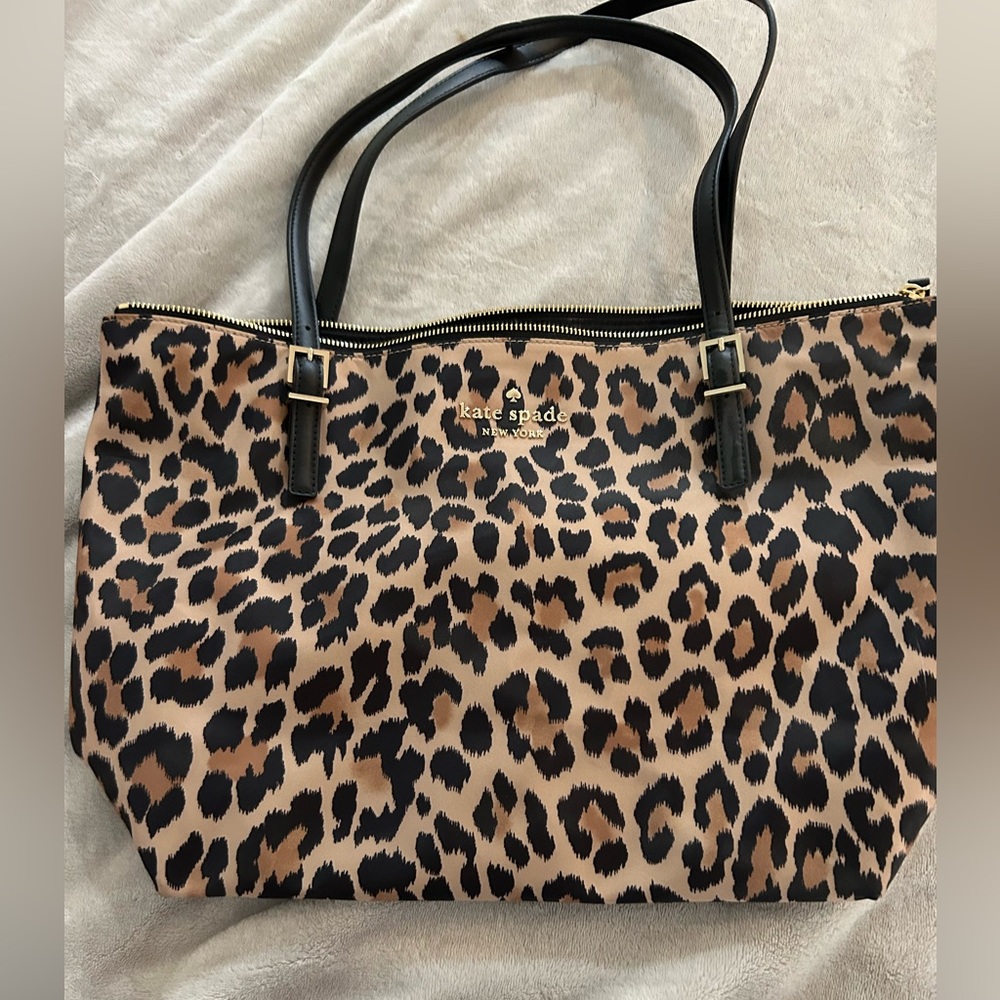 Kate Spade nylon animal print tote with matching wallet! Like new!